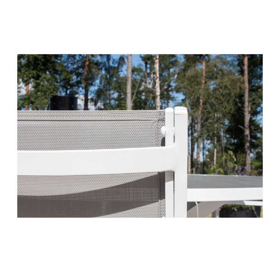 VENTURE DESIGN Copacabana Gartenstuhl mit Armlehnen - graues PVC und wei�es Aluminium