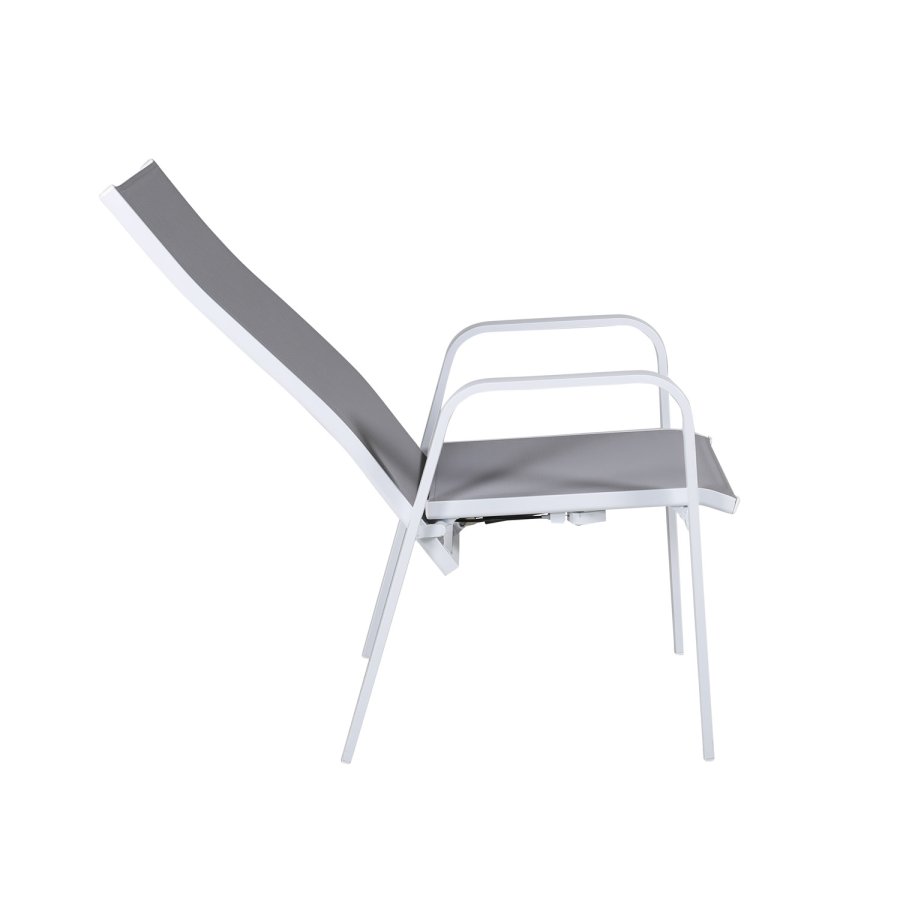 VENTURE DESIGN Copacabana hvilestol hagestol, med armlener - gr tekstiler og hvit aluminium