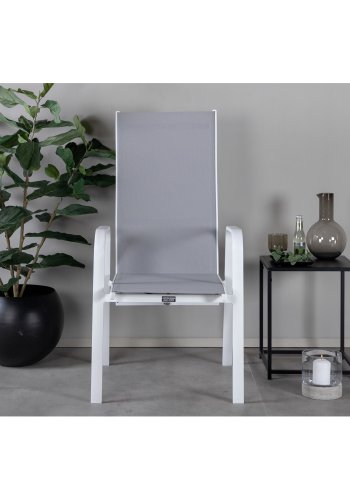 VENTURE DESIGN Copacabana hvilestol hagestol, med armlener - gr tekstiler og hvit aluminium