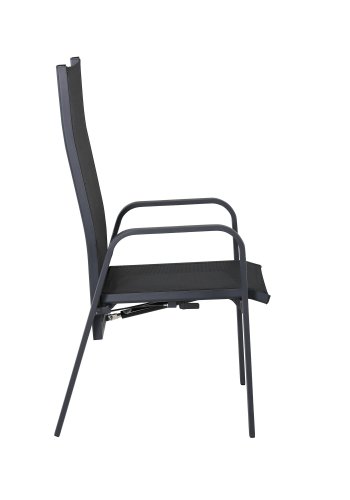 VENTURE DESIGN Copacabana hvilestol hagestol, med armlener - svart tekstil og aluminium