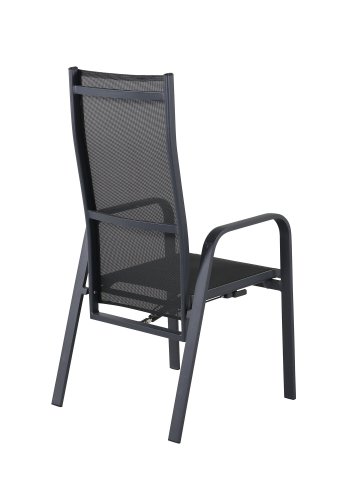 VENTURE DESIGN Copacabana hvilestol hagestol, med armlener - svart tekstil og aluminium