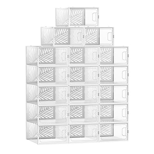 SONGMICS skoske, stabelbar og foldbar - hvid og klar plast (st med 18)