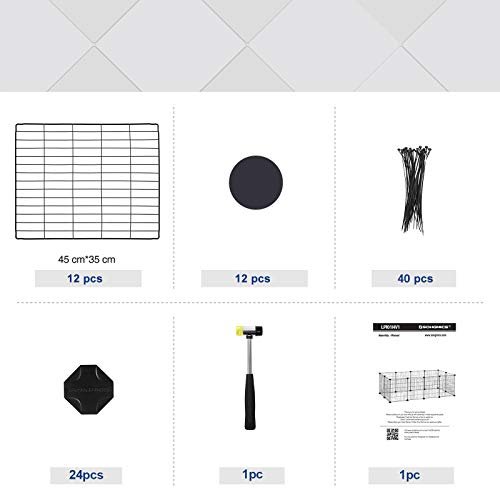 SONGMICS lekegrind for kjledyr, hamstere, marsvin, sm dyr - svart metall