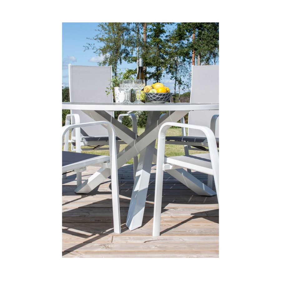 VENTURE DESIGN rund Parma havebord - gr, hvid aluminium (140)