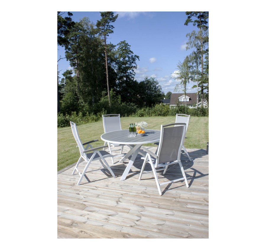 VENTURE DESIGN rund Parma havebord - gr, hvid aluminium (140)