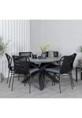 VENTURE DESIGN Parma hagebord - grtt i tre og sort aluminium (140)