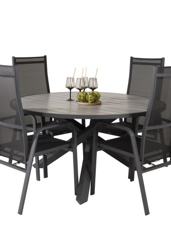 VENTURE DESIGN Parma hagebord - grtt i tre og sort aluminium (140)