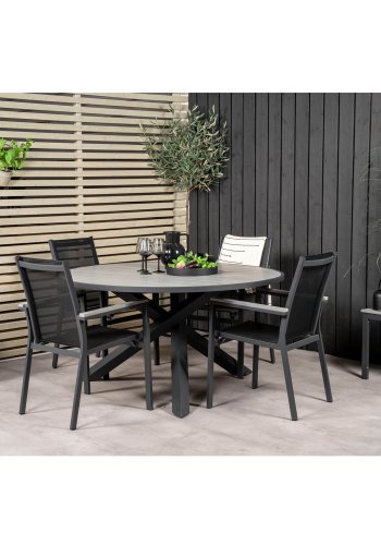 VENTURE DESIGN Parma hagebord - grtt i tre og sort aluminium (140)