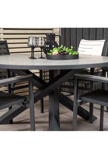 VENTURE DESIGN Parma hagebord - grtt i tre og sort aluminium (140)