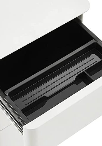 SONGMICS arkivskap, med ls, for A4 letterstrrelser, hengende mapper, hjul - hvitt stl