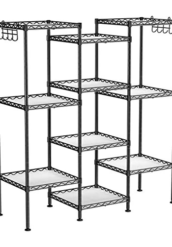 SONGMICS baderomshylle, m. 5 hyller, 4 avtakbare kroker - klar plast og sort stl