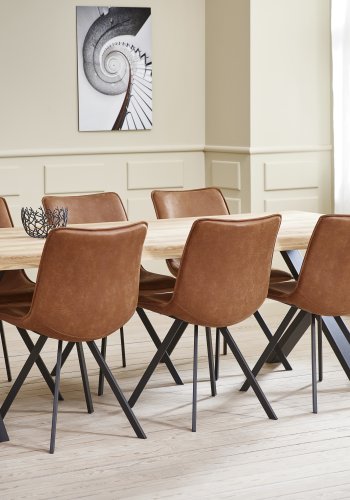 Natalie spisebordstol - kamel kunstskinn og sort metall