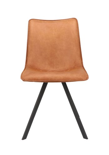 Natalie spisebordstol - kamel kunstskinn og sort metall