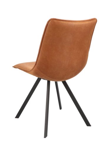 Natalie spisebordstol - kamel kunstskinn og sort metall