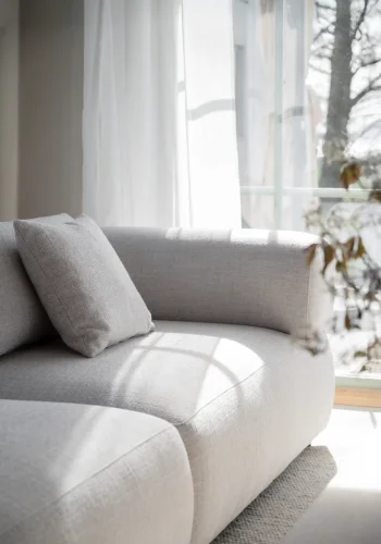 ROWICO Falkner soffa 3-sits ljusbeige tyg Oscar #1 (c3)