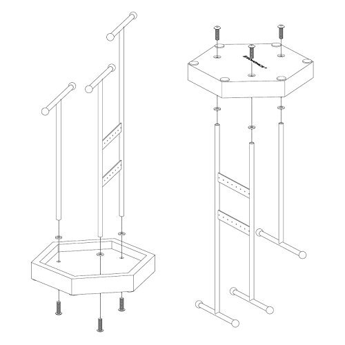 SONGMICS smykkestativ - hvitt jern og naturlig tre