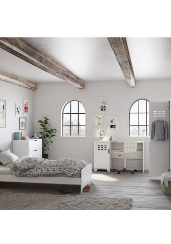 STEENS Loke sengebord til teenager, m. 1 lge - hvid MDF (40x39,5)