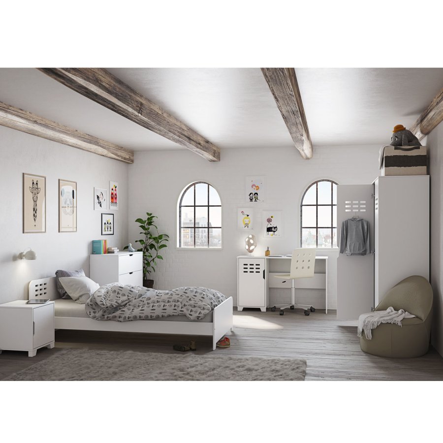 STEENS Loke sengebord til teenager, m. 1 lge - hvid MDF (40x39,5)