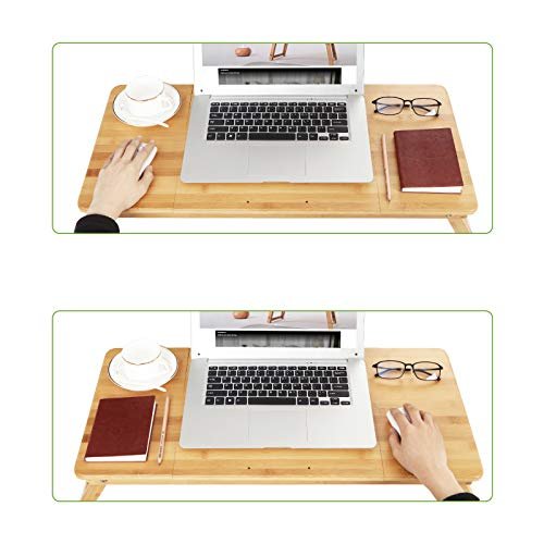 SONGMICS brbar PC-skrivebord, sammenleggbart, venstre- og hyrehendt, 5 tiltvinkler, lufthull - bambus