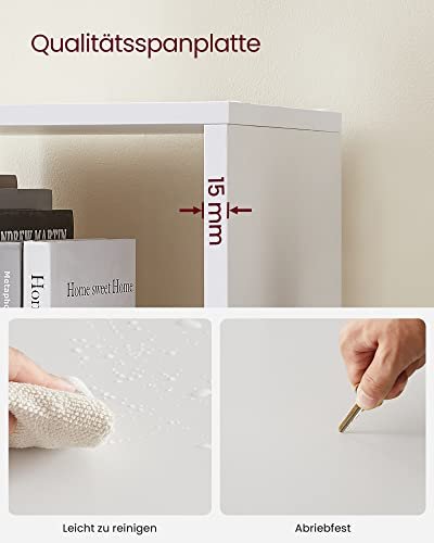 VASAGLE bokhylle, m. 10 rom - hvit sponplate