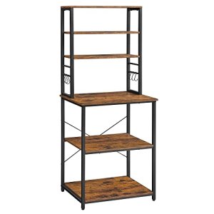 VASAGLE kkkenreol, m. 6 kroge og 6 hylder - rustik brun spnplade og sort stl