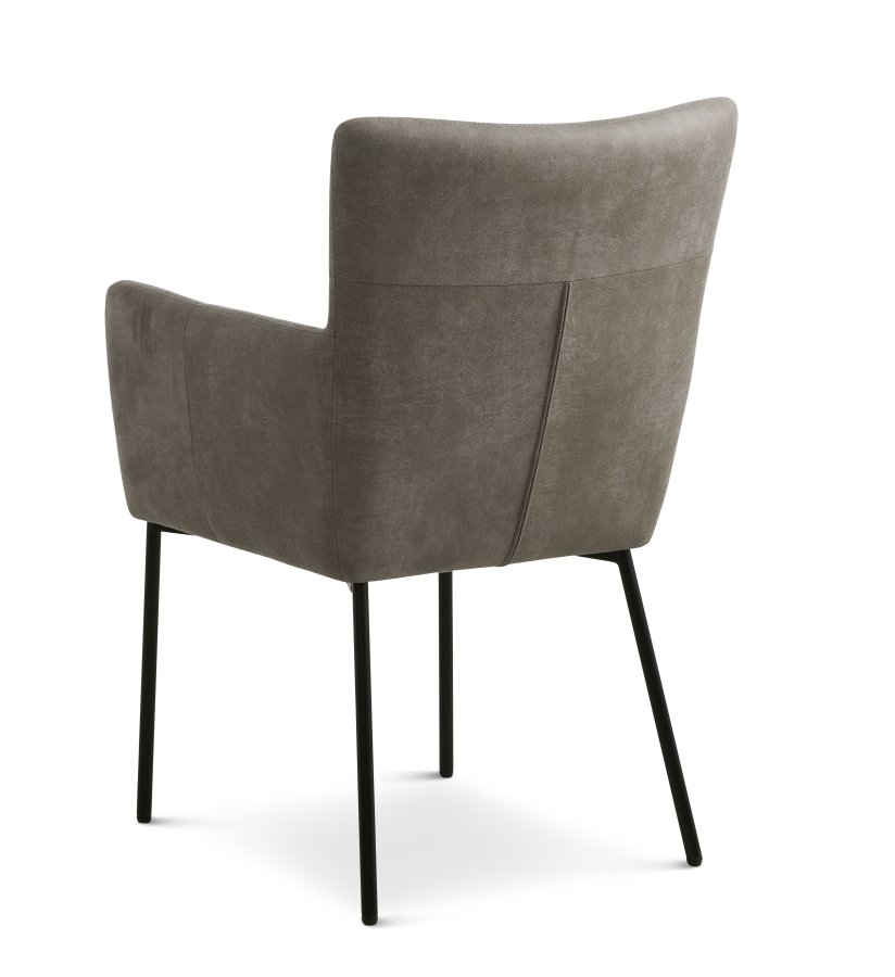 Ellie spisebordsstol, med armlener - leire mikroskinn og sort metall