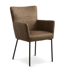 Ellie spisebordsstol, m. armln - almond micro lder og sort metal