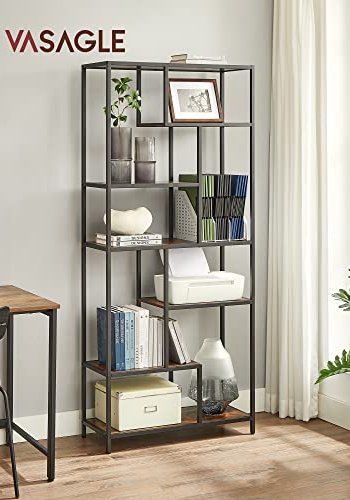 VASAGLE bokhylle, m. 6 hyller - rustikk brun sponplate og sort stl