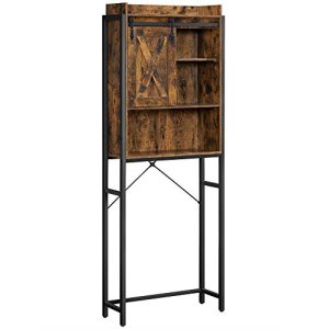 VASAGLE badevrelsesoverskab til vaskemaskine/toilet, m. 1 skydelge, 4 hylder - brun spnplade/stl