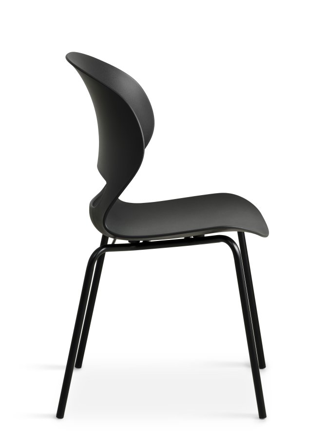 Linea spisebordstol - svart PVC og svart metall