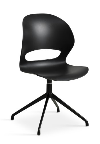 Linea spisebordsstol, med dreiefunksjon - sort PVC og sort metall