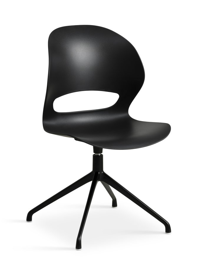 Linea spisebordsstol, med dreiefunksjon - sort PVC og sort metall
