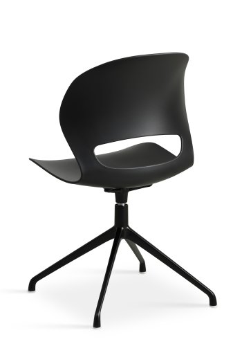 Linea spisebordsstol, med dreiefunksjon - sort PVC og sort metall