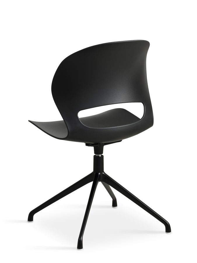 Linea spisebordsstol, med dreiefunksjon - sort PVC og sort metall