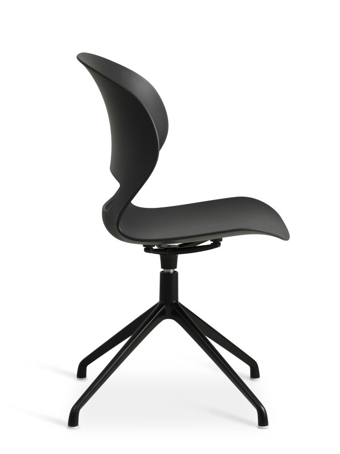 Linea spisebordsstol, med dreiefunksjon - sort PVC og sort metall