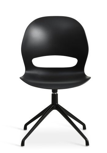 Linea spisebordsstol, med dreiefunksjon - sort PVC og sort metall