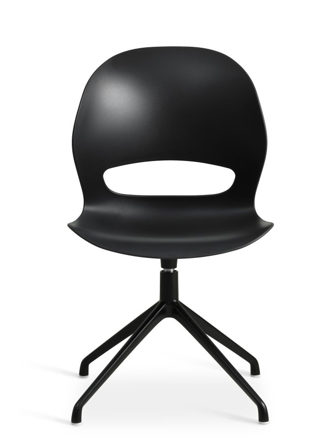 Linea spisebordsstol, med dreiefunksjon - sort PVC og sort metall