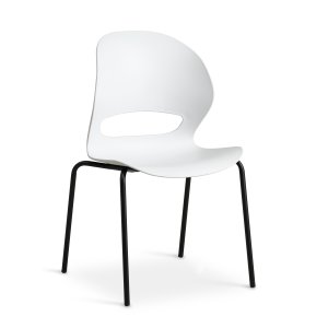 Linea spisebordsstol - hvid PVC og sort metal