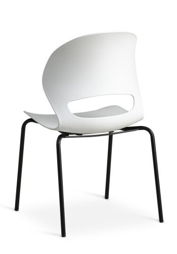 Linea spisestuestol - hvit PVC og svart metall