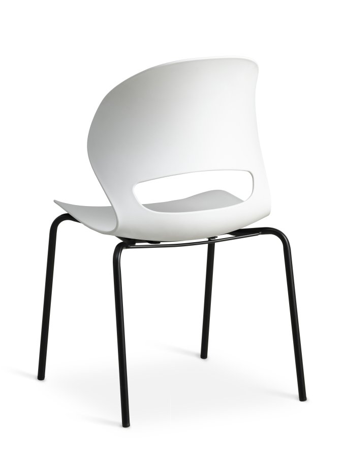 Linea spisestuestol - hvit PVC og svart metall