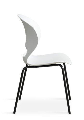 Linea spisestuestol - hvit PVC og svart metall