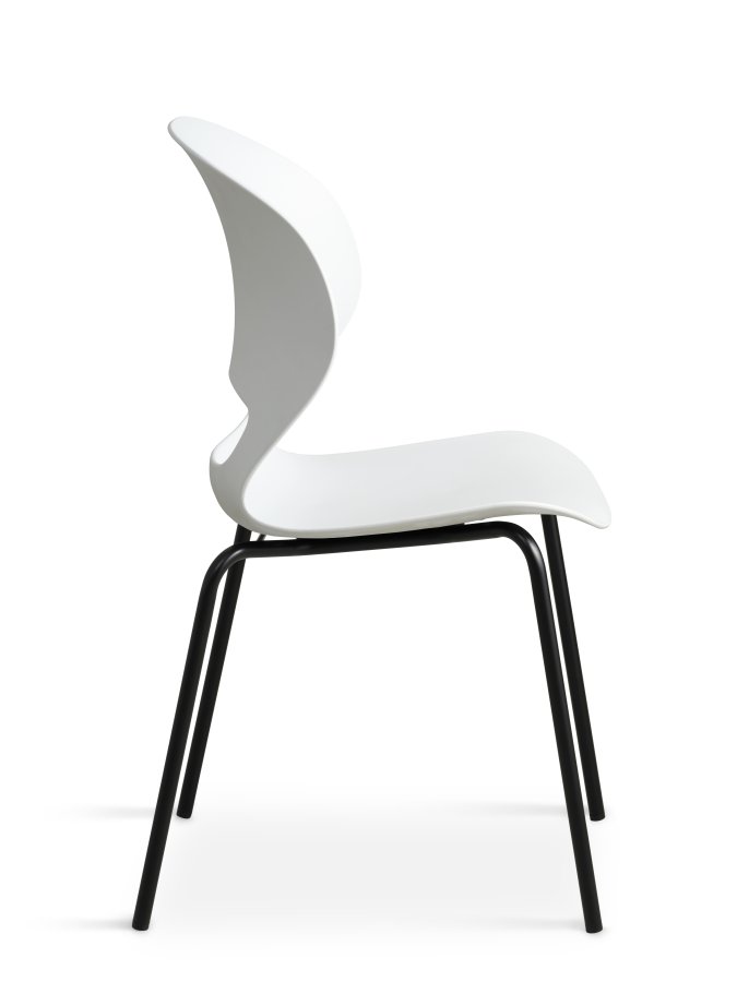 Linea spisestuestol - hvit PVC og svart metall