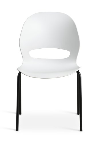 Linea spisestuestol - hvit PVC og svart metall