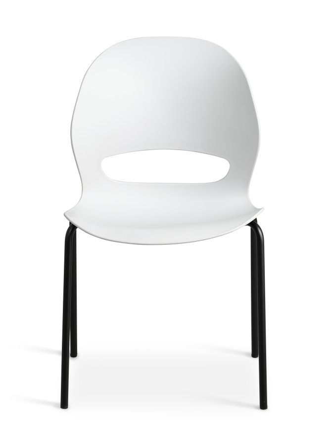 Linea spisestuestol - hvit PVC og svart metall
