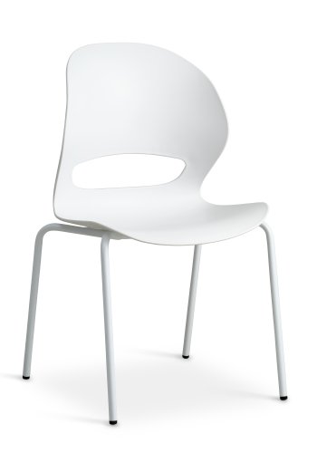 Linea spisebordstol - hvit PVC og hvitt metall