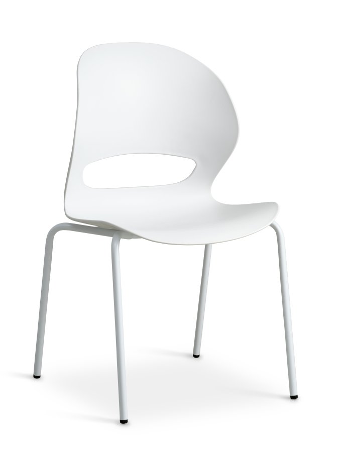 Linea spisebordstol - hvit PVC og hvitt metall