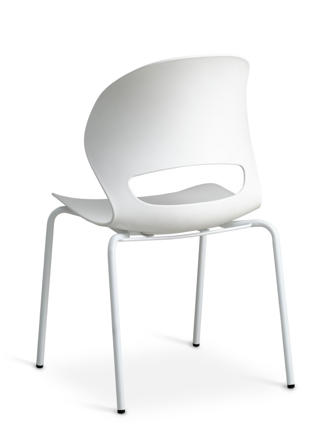 Linea spisebordstol - hvit PVC og hvitt metall