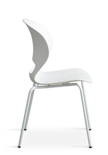 Linea spisebordstol - hvit PVC og hvitt metall