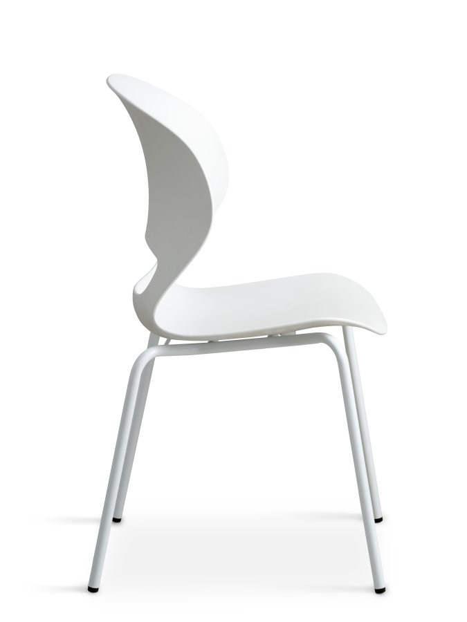 Linea spisebordstol - hvit PVC og hvitt metall