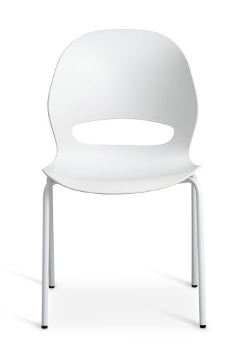 Linea spisebordstol - hvit PVC og hvitt metall